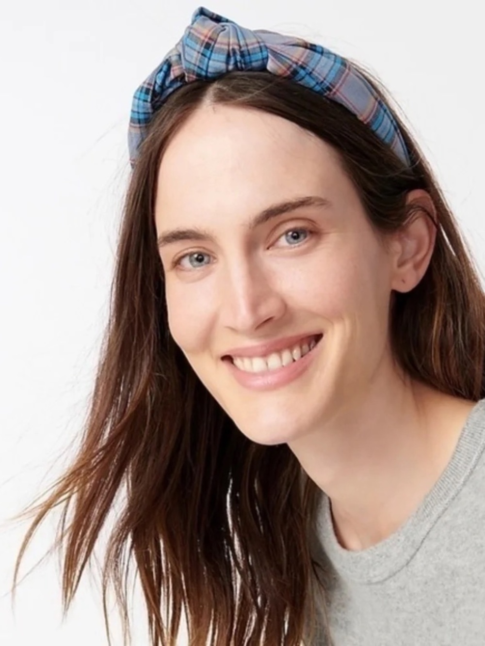 J. Crew Blue Plaid Knot Headband